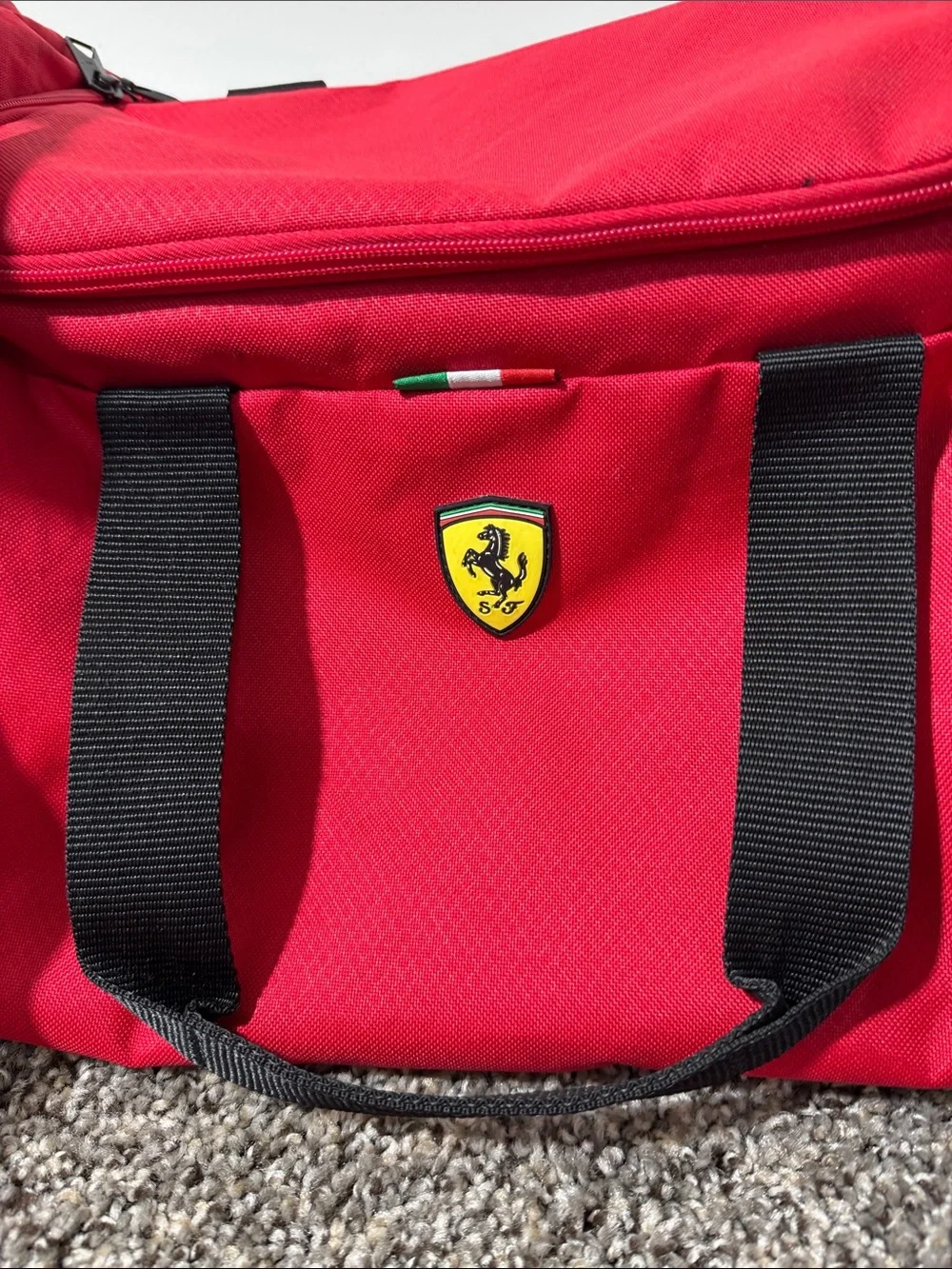 Puma x Ferrari mens red 10 anniversary lightweight travel duffel bag EUC